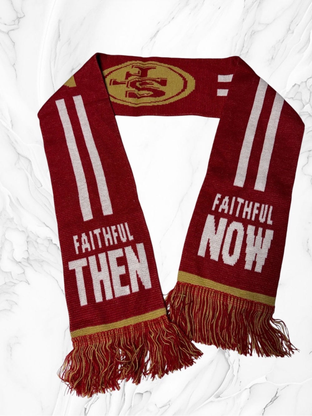 San Francisco 49ers faithful knit winter Gameday scarf red & gold unisex